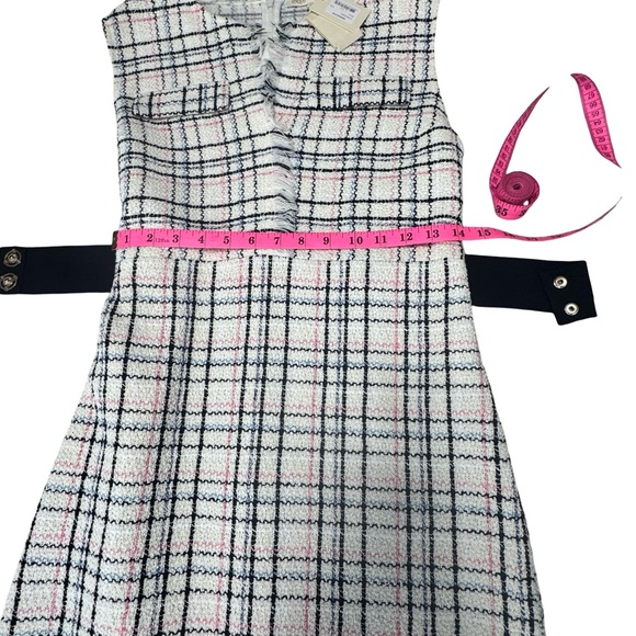 NWT Maje Paris Ecru Rainey Tweed Mini Dress With Black Belt EU 38/US Size 6 - Picture 12 of 15